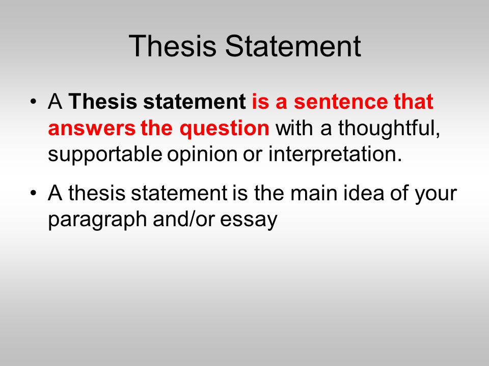 opinion essay thesis sentence